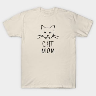 Cat Mom Line Art T-Shirt